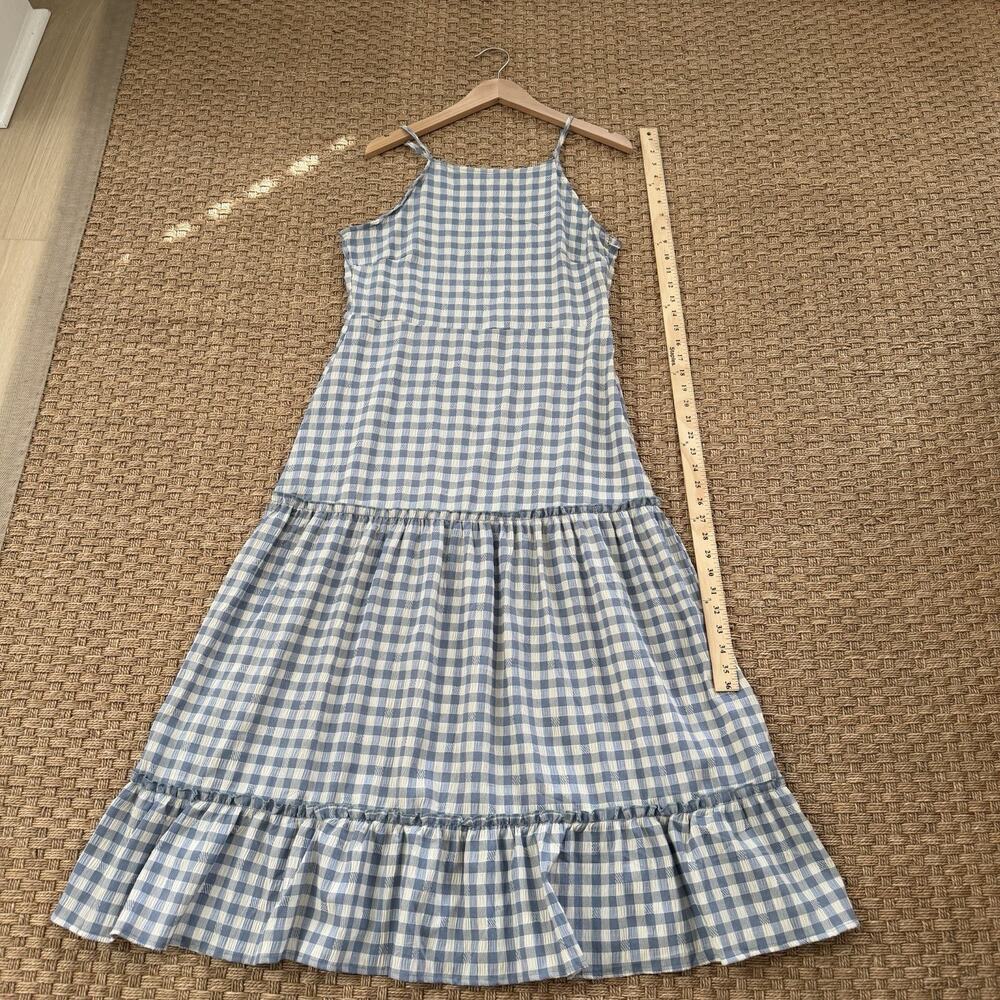 Vintage Nanette Lepore Blue Gingham Ruffle Maxi Dress Women’s Size 10 - Picture 10 of 11